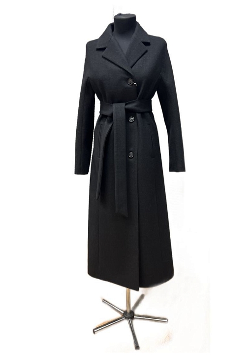 Пальто чёрное классическое на пуговицах